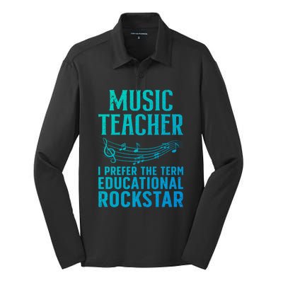 Funny Music Teacher Art Educational Rockstars Cute Gift Silk Touch Performance Long Sleeve Polo