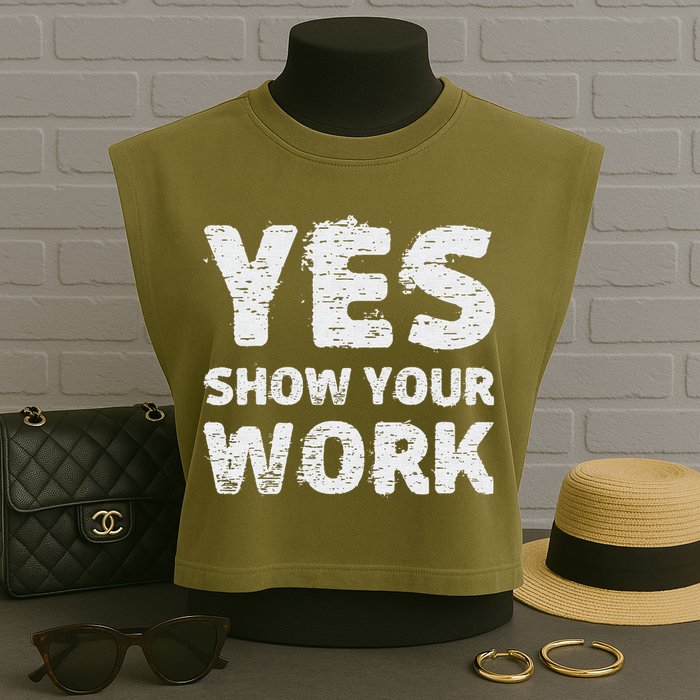 Funny Math Teacher show your work thanks Equation physics Garment-Dyed Women's Muscle Tee