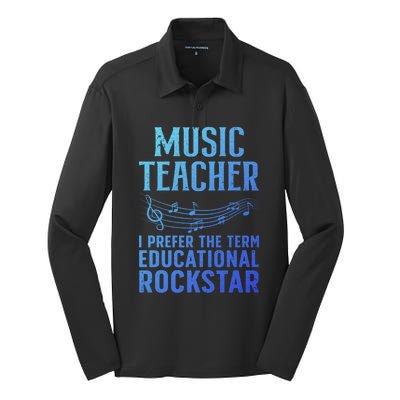 Funny Music Teacher Art Educational Rockstars Cute Gift Silk Touch Performance Long Sleeve Polo