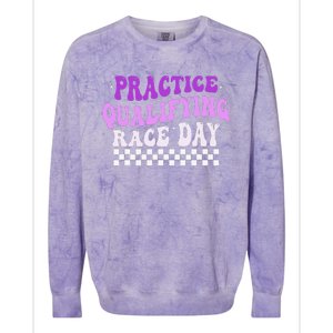 Funny Monday Tuesday Thursday Practice Qualifying Race Day (3) Colorblast Crewneck Sweatshirt