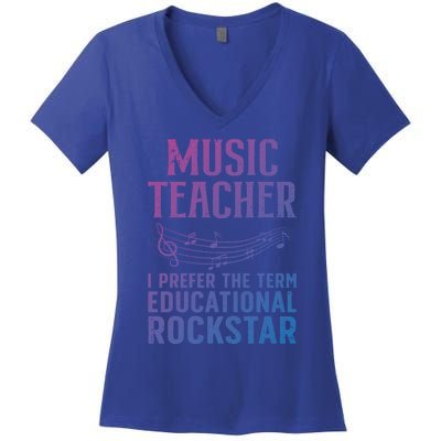 Funny Music Teacher Art Educational Rockstars Cute Gift Women's V-Neck T-Shirt