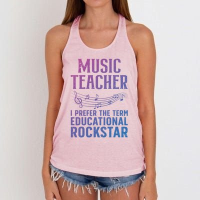 Funny Music Teacher Art Educational Rockstars Cute Gift Women's Knotted Racerback Tank