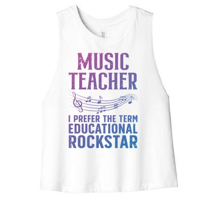 Funny Music Teacher Art Educational Rockstars Cute Gift Women's Racerback Cropped Tank