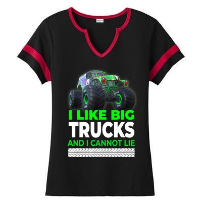 Funny Monster Truck I Like Big Trucks For Adults Ladies Halftime Notch Neck Tee