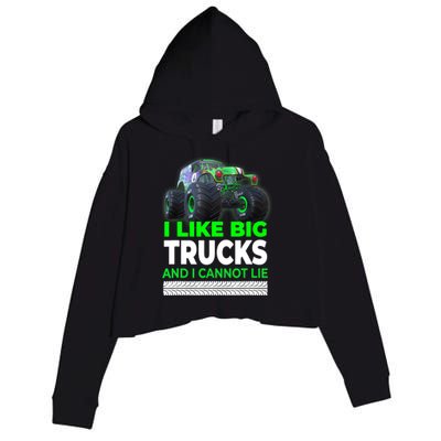 Funny Monster Truck I Like Big Trucks For Adults Crop Fleece Hoodie