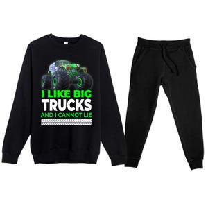 Funny Monster Truck I Like Big Trucks For Adults Premium Crewneck Sweatsuit Set