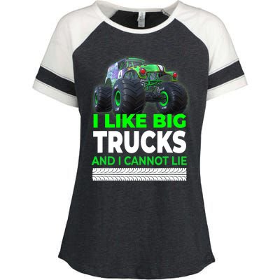 Funny Monster Truck I Like Big Trucks For Adults Enza Ladies Jersey Colorblock Tee