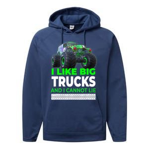 Funny Monster Truck I Like Big Trucks For Adults Performance Fleece Hoodie