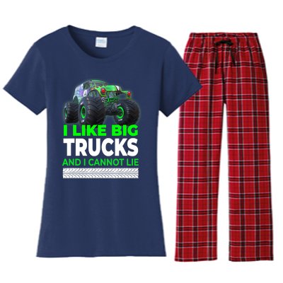 Funny Monster Truck I Like Big Trucks For Adults Women's Flannel Pajama Set