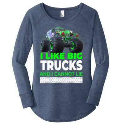 Funny Monster Truck I Like Big Trucks For Adults Women's Perfect Tri Tunic Long Sleeve Shirt