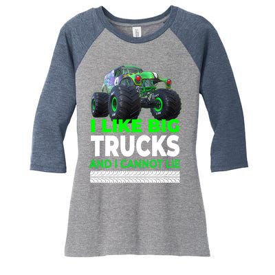 Funny Monster Truck I Like Big Trucks For Adults Women's Tri-Blend 3/4-Sleeve Raglan Shirt