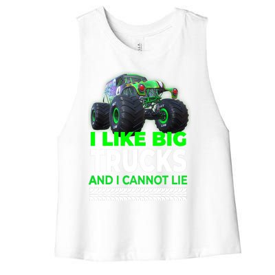 Funny Monster Truck I Like Big Trucks For Adults Women's Racerback Cropped Tank