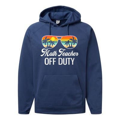 Funny Math Teacher Off Duty Sunglasses Beach Sunset Performance Fleece Hoodie