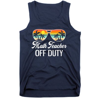 Funny Math Teacher Off Duty Sunglasses Beach Sunset Tank Top