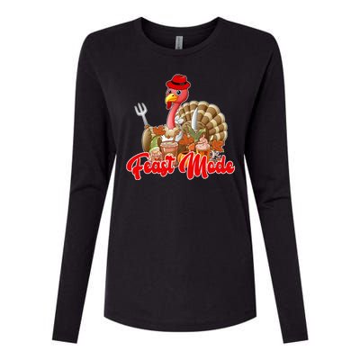 Feast Mode Turkey Thanksgiving Holiday Womens Cotton Relaxed Long Sleeve T-Shirt