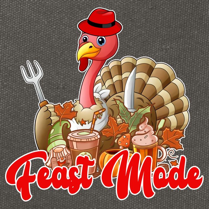 Feast Mode Turkey Thanksgiving Holiday Cotton Canvas Backpack