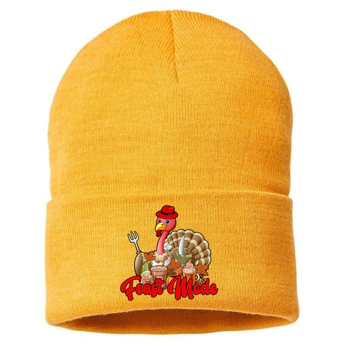 Feast Mode Turkey Thanksgiving Holiday Sustainable Knit Beanie