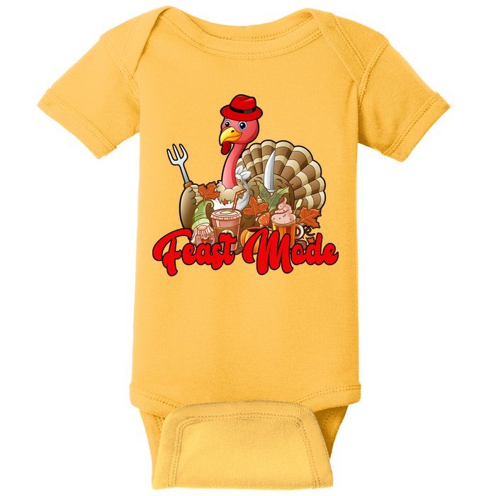 Feast Mode Turkey Thanksgiving Holiday Baby Bodysuit