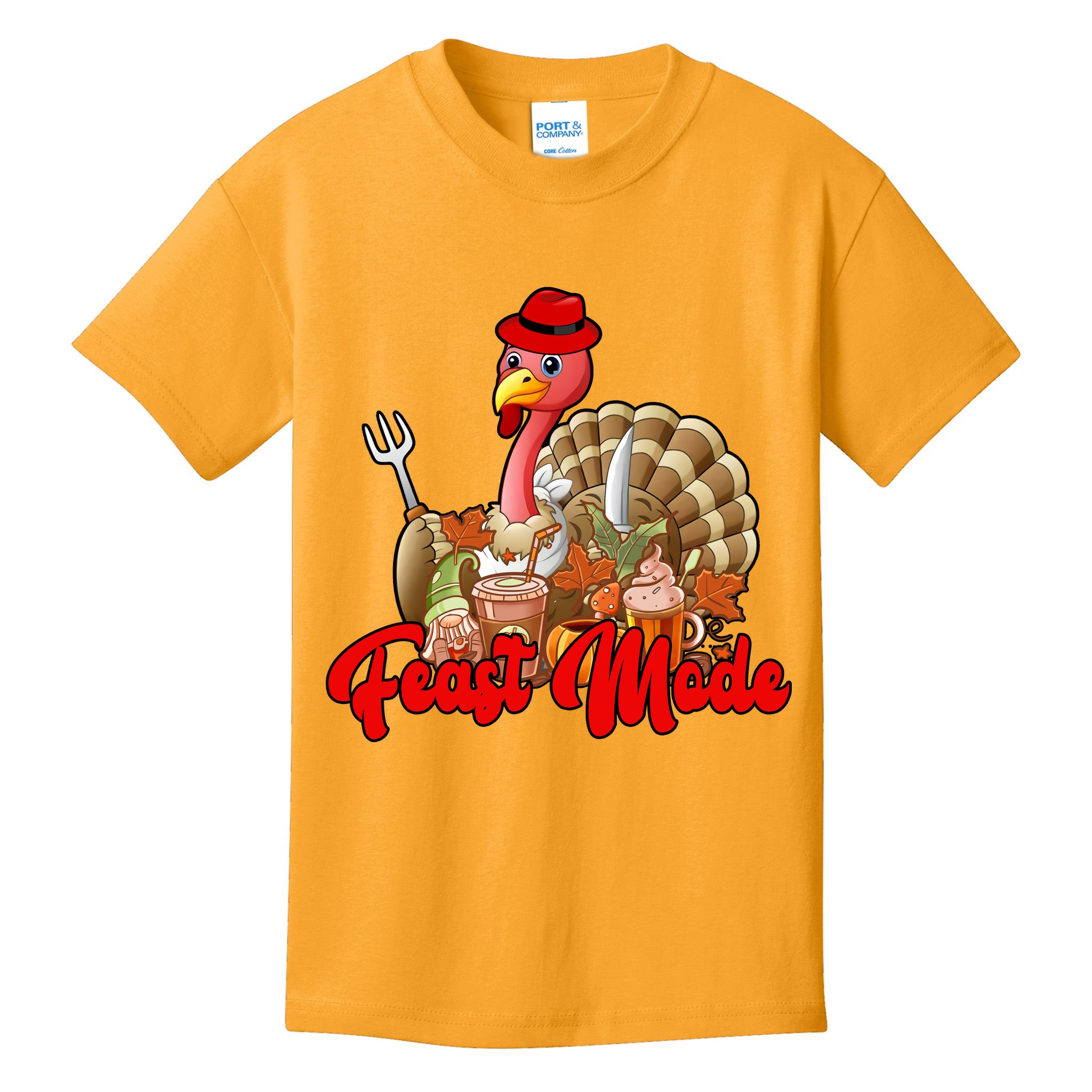 Feast Mode Turkey Thanksgiving Holiday Kids T-Shirt