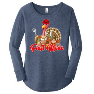 Feast Mode Turkey Thanksgiving Holiday Women's Perfect Tri Tunic Long Sleeve Shirt