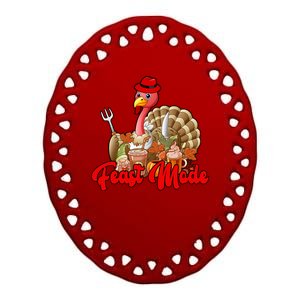 Feast Mode Turkey Thanksgiving Holiday Ceramic Oval Ornament