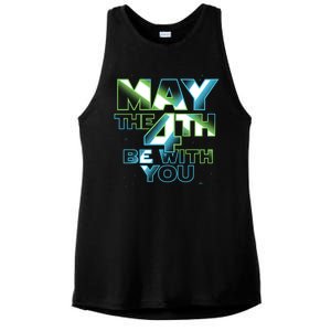 Funny May The 4th Be With You Ladies PosiCharge Tri-Blend Wicking Tank