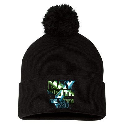 Funny May The 4th Be With You Pom Pom 12in Knit Beanie