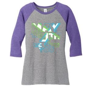 Funny May The 4th Be With You Women's Tri-Blend 3/4-Sleeve Raglan Shirt