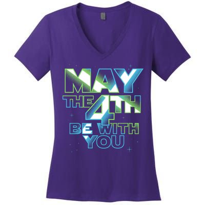 Funny May The 4th Be With You Women's V-Neck T-Shirt