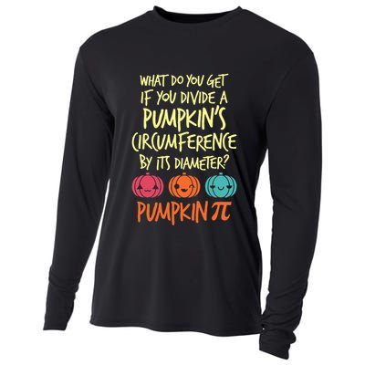 Funny Math Teacher Halloween Costume Pumpkin Pi Cooling Performance Long Sleeve Crew