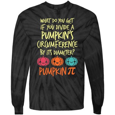 Funny Math Teacher Halloween Costume Pumpkin Pi Tie-Dye Long Sleeve Shirt