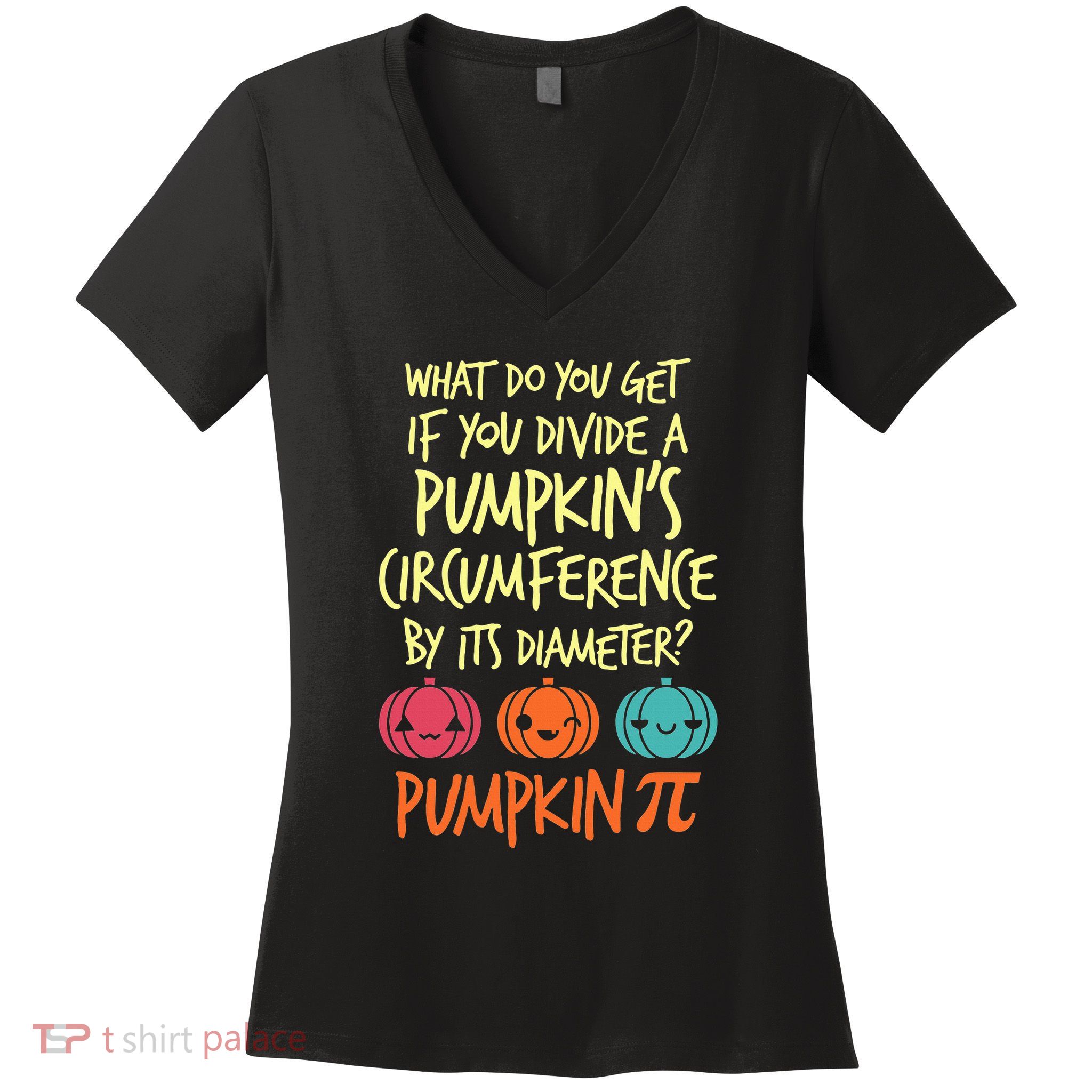 Funny Math Teacher Halloween Costume Pumpkin Pi Women's V-Neck T-Shirt