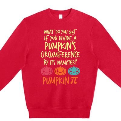 Funny Math Teacher Halloween Costume Pumpkin Pi Premium Crewneck Sweatshirt