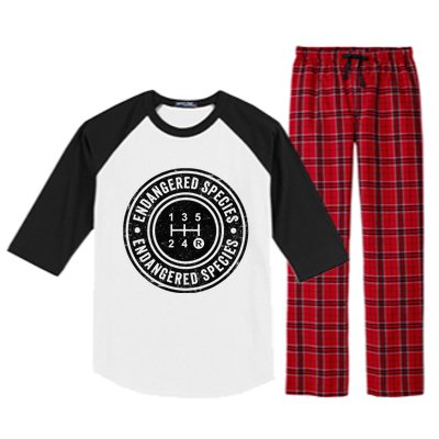 Funny Manual Transmission Stick Shift Endangered Raglan Sleeve Pajama Set