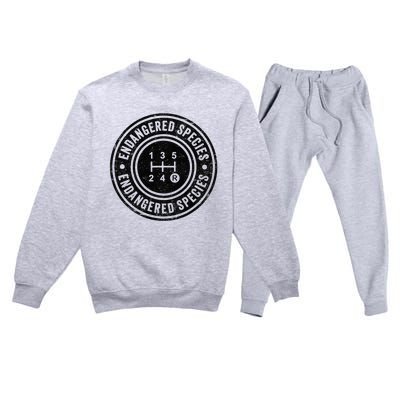 Funny Manual Transmission Stick Shift Endangered Premium Crewneck Sweatsuit Set