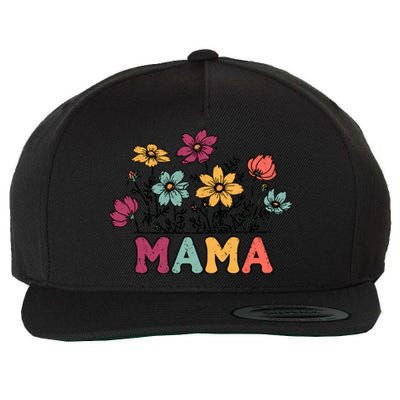 Floral Mama Typography Distressed Mama Flowers Mothers Day Wool Snapback Cap