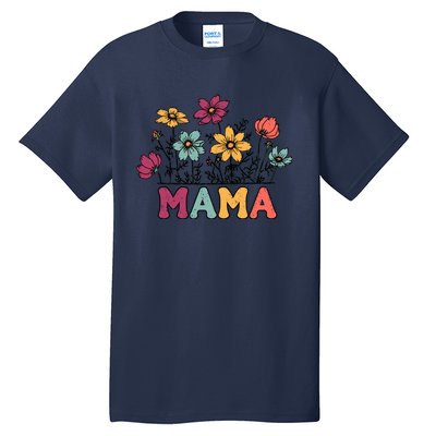 Floral Mama Typography Distressed Mama Flowers Mothers Day Tall T-Shirt