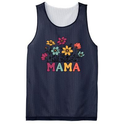 Floral Mama Typography Distressed Mama Flowers Mothers Day Mesh Reversible Basketball Jersey Tank