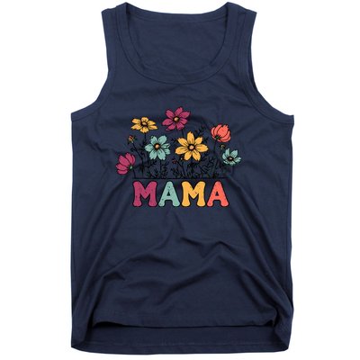 Floral Mama Typography Distressed Mama Flowers Mothers Day Tank Top