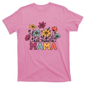 Floral Mama Typography Distressed Mama Flowers Mothers Day T-Shirt