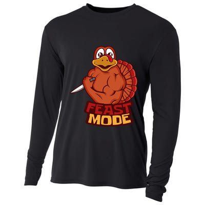Feast Mode Thanksgiving Fitness Weight Traiining Gift Cooling Performance Long Sleeve Crew