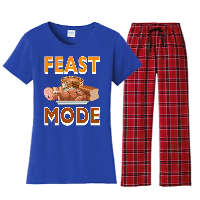 Feast Mode Thanksgiving Food Turkey Day Dinner Funny Gift Women's Flannel Pajama Set