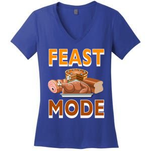 Feast Mode Thanksgiving Food Turkey Day Dinner Funny Gift Women's V-Neck T-Shirt