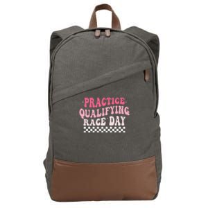 Funny Monday Tuesday Thursday Practice Qualifying Race Day Cotton Canvas Backpack