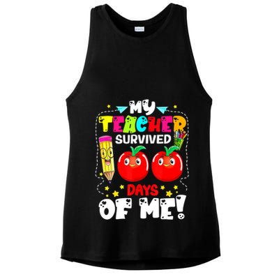 Funny My Teacher Survived 100 Days Of Me Teacher Students Ladies PosiCharge Tri-Blend Wicking Tank