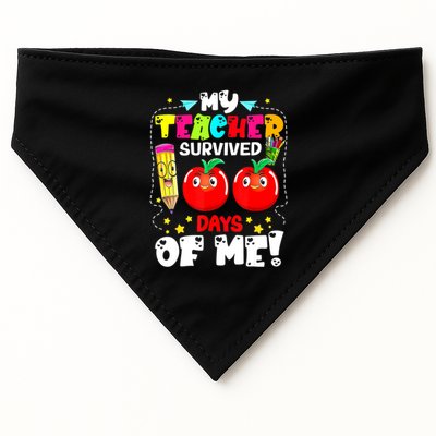 Funny My Teacher Survived 100 Days Of Me Teacher Students USA-Made Doggie Bandana