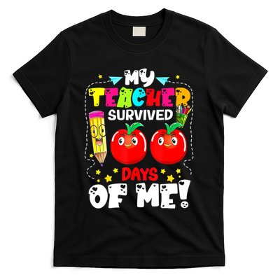 Funny My Teacher Survived 100 Days Of Me Teacher Students T-Shirt