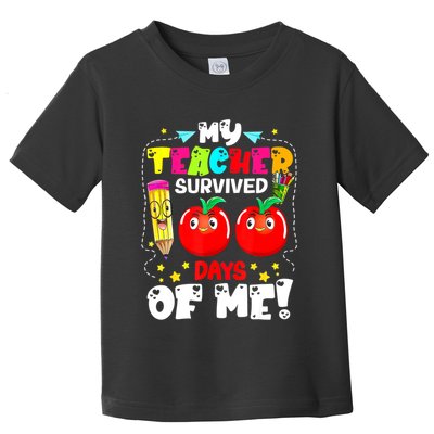 Funny My Teacher Survived 100 Days Of Me Teacher Students Toddler T-Shirt