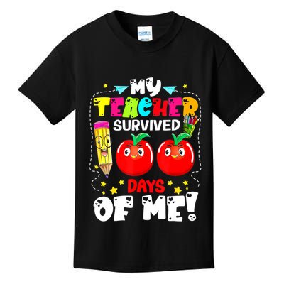 Funny My Teacher Survived 100 Days Of Me Teacher Students Kids T-Shirt