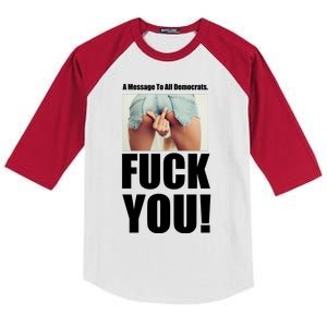 Funny Message To Democrats Kids Colorblock Raglan Jersey